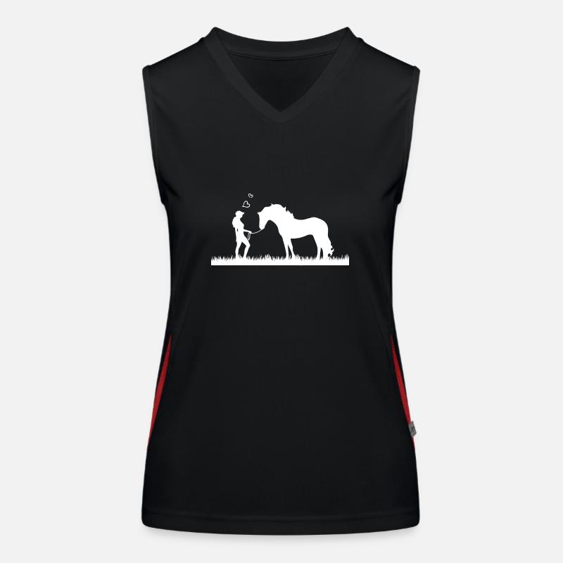 Frau mit Pferd Funktionelles Kontrast-Tank Top für Frauen