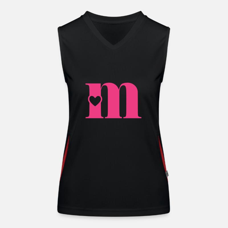 Buchstabe m Anfangsbuchstabe mit Herz Funktionelles Kontrast-Tank Top für Frauen