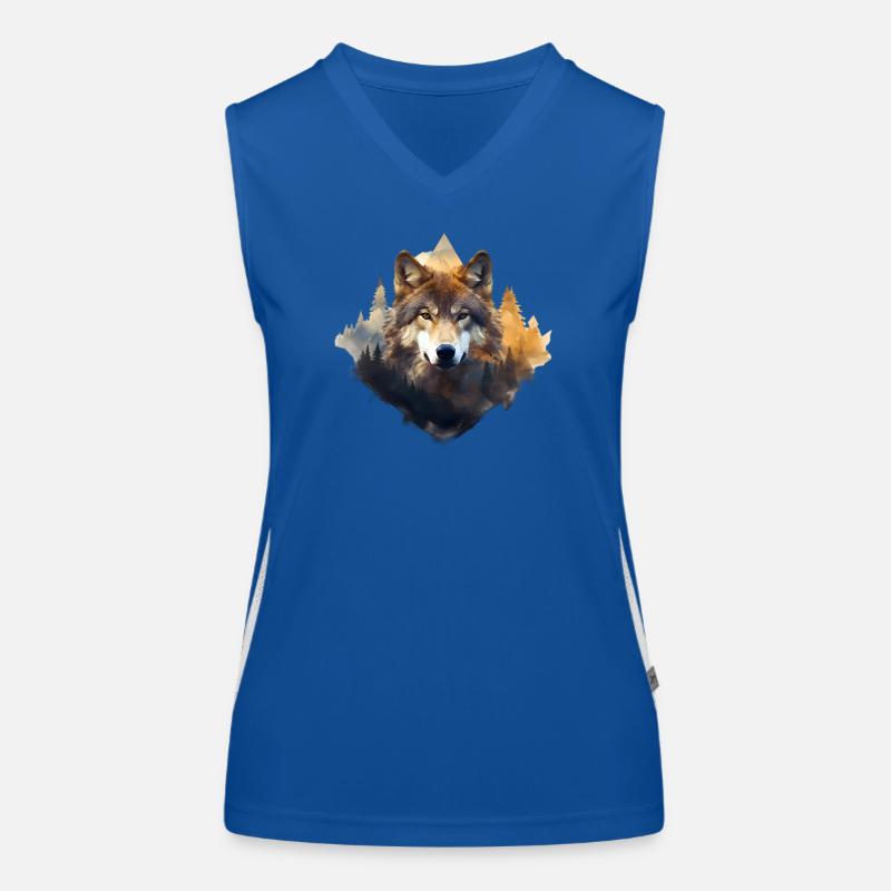 Wolf with mountains Women's Functional Contrast Tank Top