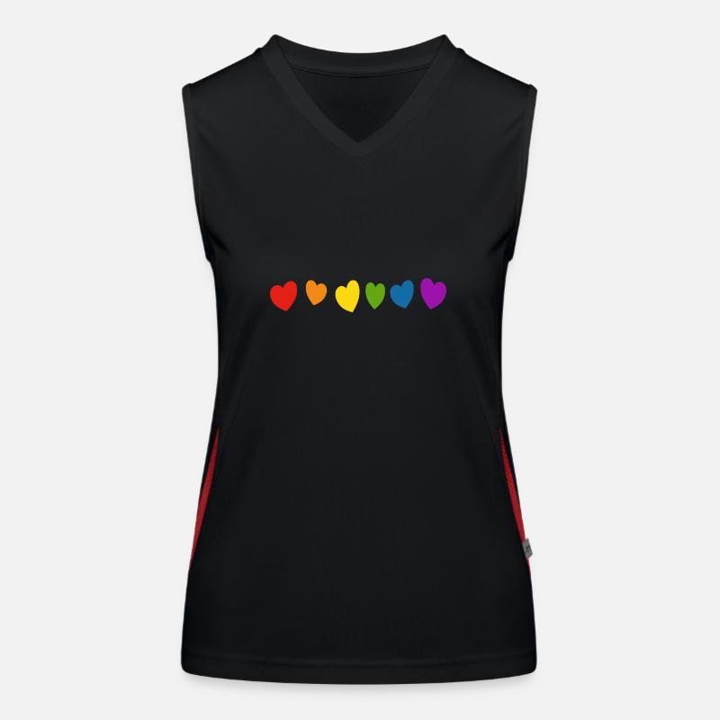 Coeurs arc-en-ciel LGBT Pride Débardeur respirant contrasté Femme
