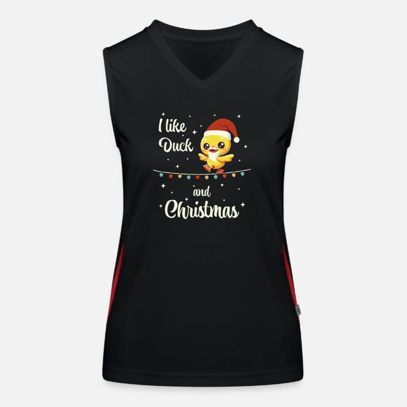 Weihnachts Ente auf einer Lichterkette Funktionelles Kontrast-Tank Top für Frauen