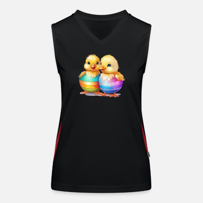 Easter, Chick, Easter Egg, Easter, Funny, Cute Women's Functional Contrast Tank Top