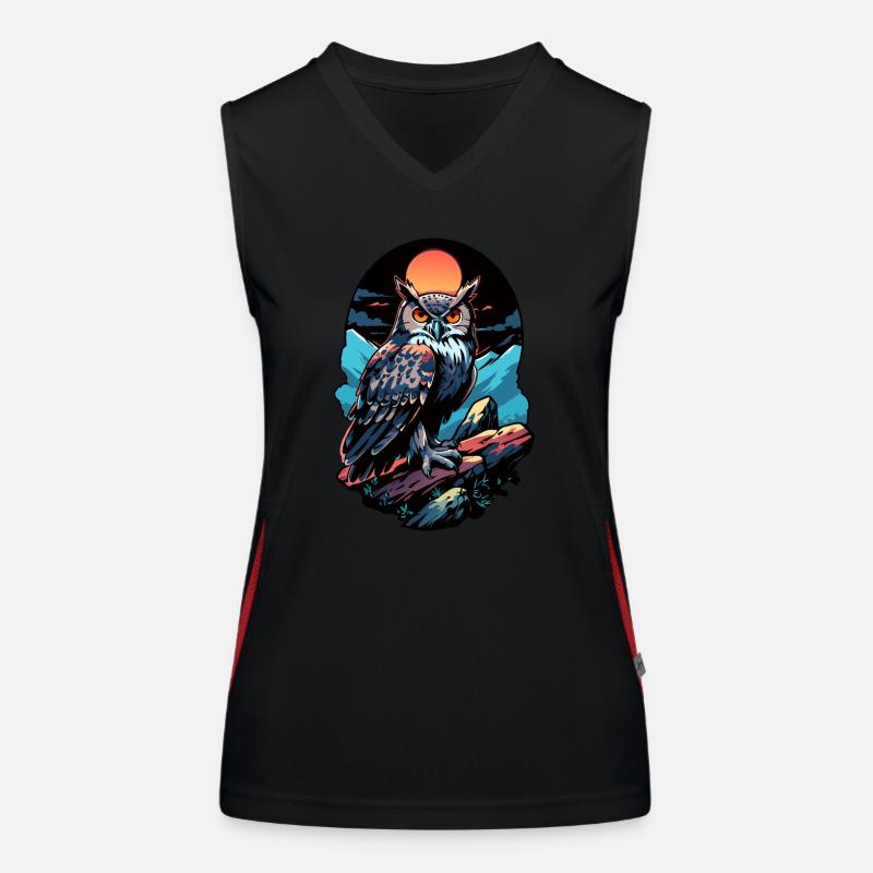 Große Eule Uhu bei Mondlicht Funktionelles Kontrast-Tank Top für Frauen