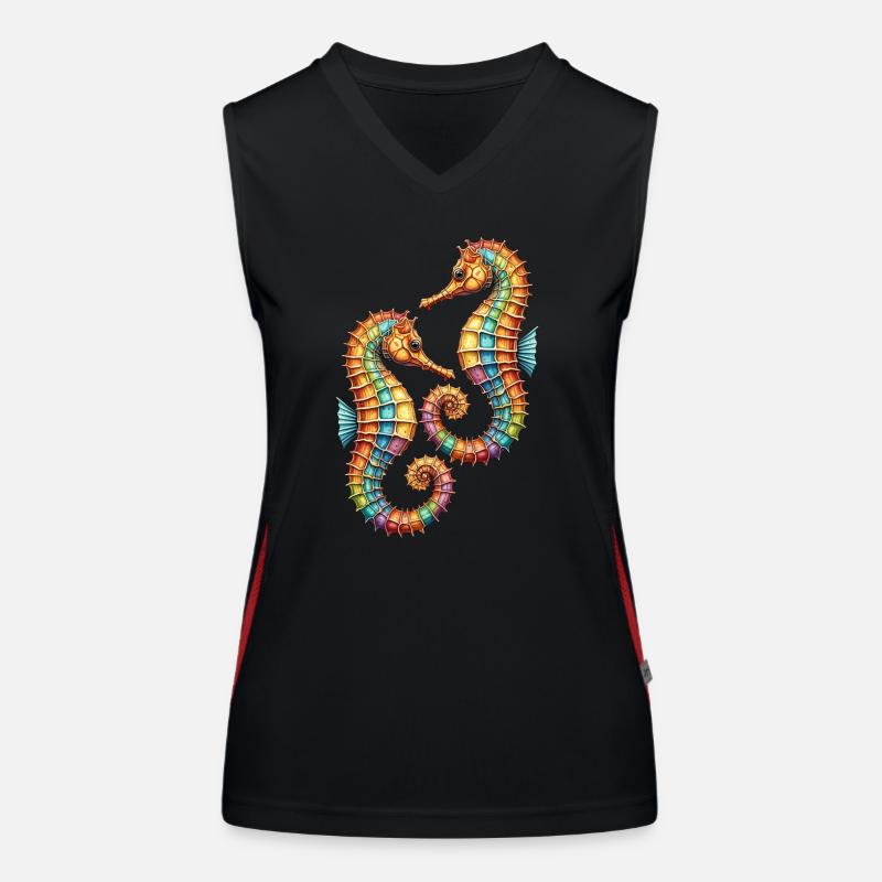 Zwei hübsche dekorative Seepferdchen Funktionelles Kontrast-Tank Top für Frauen