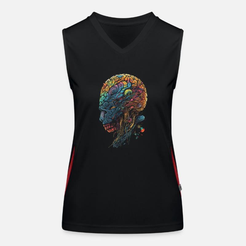 Buntes surrealistisches Trippy Gehirn/Schädel Funktionelles Kontrast-Tank Top für Frauen
