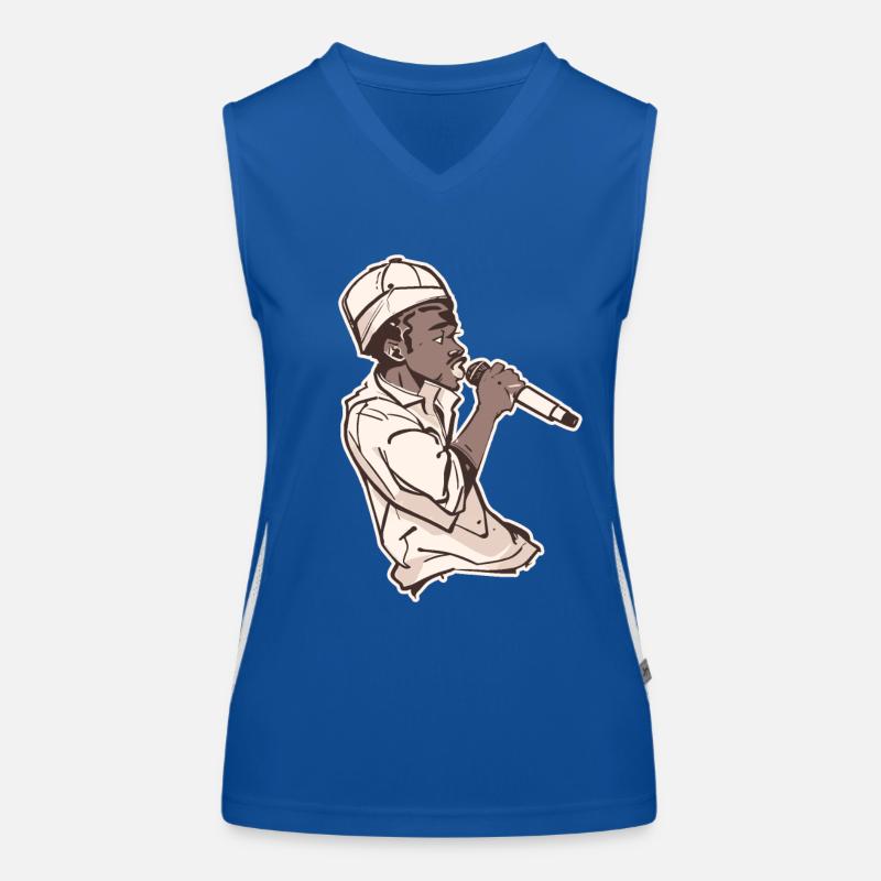 Rapper hält ein Mikrofon mit Schlaganfall Funktionelles Kontrast-Tank Top für Frauen