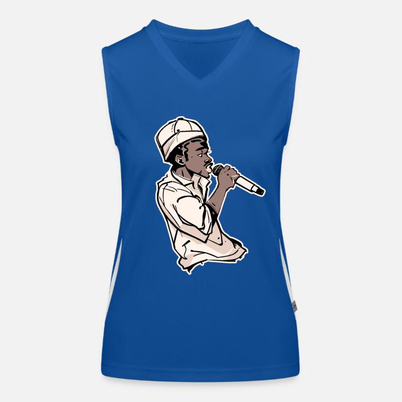 Rapper hält ein Mikrofon mit Schlaganfall (Schwarz) Funktionelles Kontrast-Tank Top für Frauen