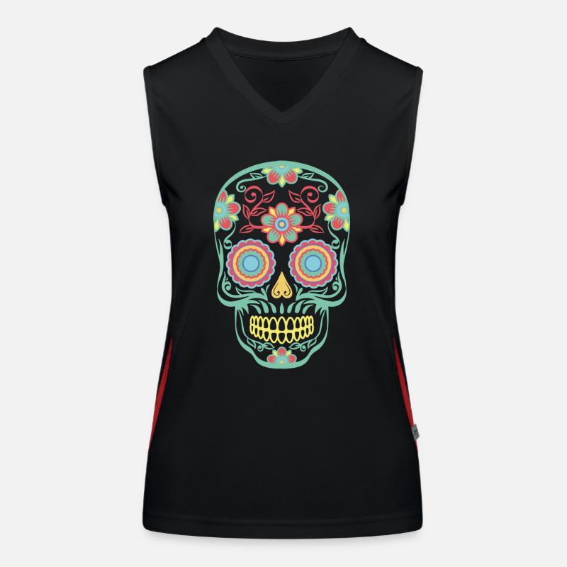 Schädel-Mexiko Funktionelles Kontrast-Tank Top für Frauen