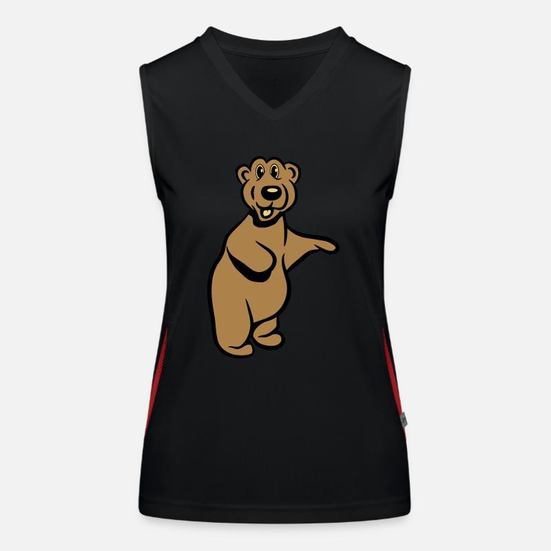 Bear funny comic Women's Functional Contrast Tank Top