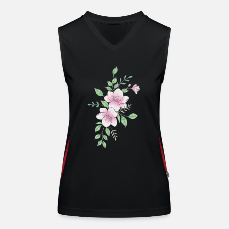 White pink flower Women's Functional Contrast Tank Top