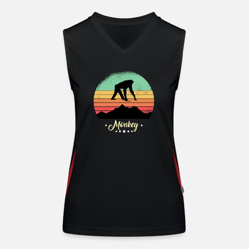 Monkey Vintage Animals Retro Sunset Women's Functional Contrast Tank Top