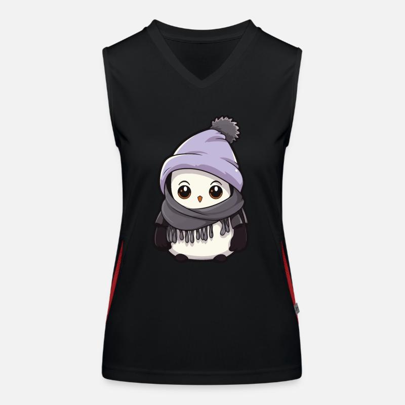 Pinguin Winter Comic Funktionelles Kontrast-Tank Top für Frauen