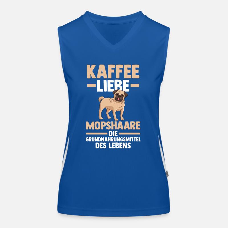 Kaffee Hund Mops Funktionelles Kontrast-Tank Top für Frauen