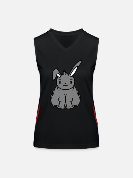 Gros Lapin Assis En Surpoids Gros Affamé Drôle - Débardeur respirant contrasté Femme - noir/rouge - Devant