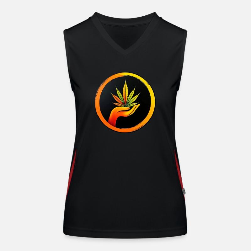 Marijuana leaf - LOGO button 1 Funktionelles Kontrast-Tank Top für Frauen