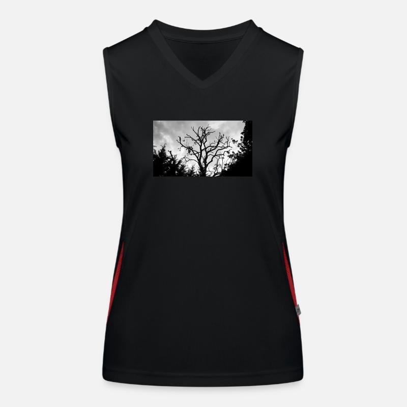 Arbre avec ses branches nues dans le ciel Débardeur respirant contrasté Femme
