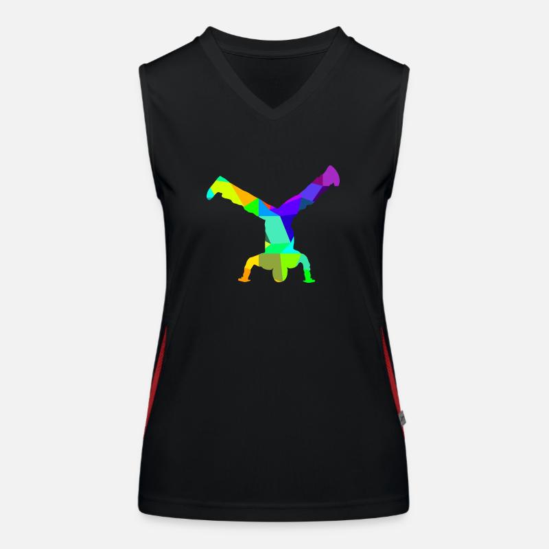Breakdance Regenbogen Farben Polygon Sport Funktionelles Kontrast-Tank Top für Frauen