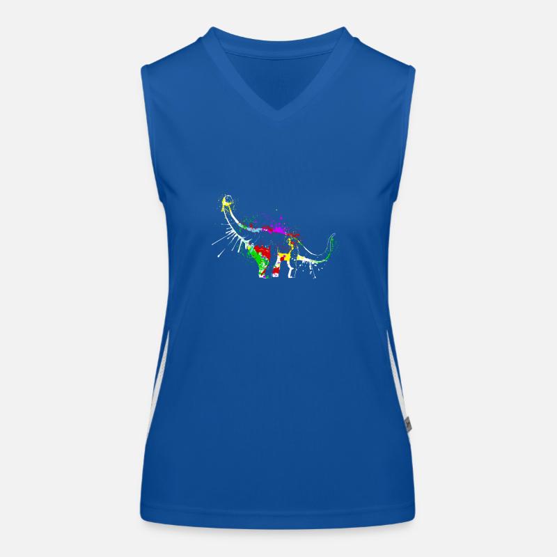 Splash art Dinosaur sauropod diplodocus Funktionelles Kontrast-Tank Top für Frauen