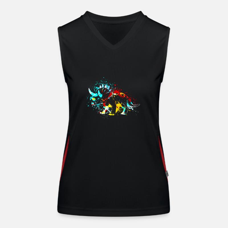 Splash art Dinosaur Triceratops Funktionelles Kontrast-Tank Top für Frauen