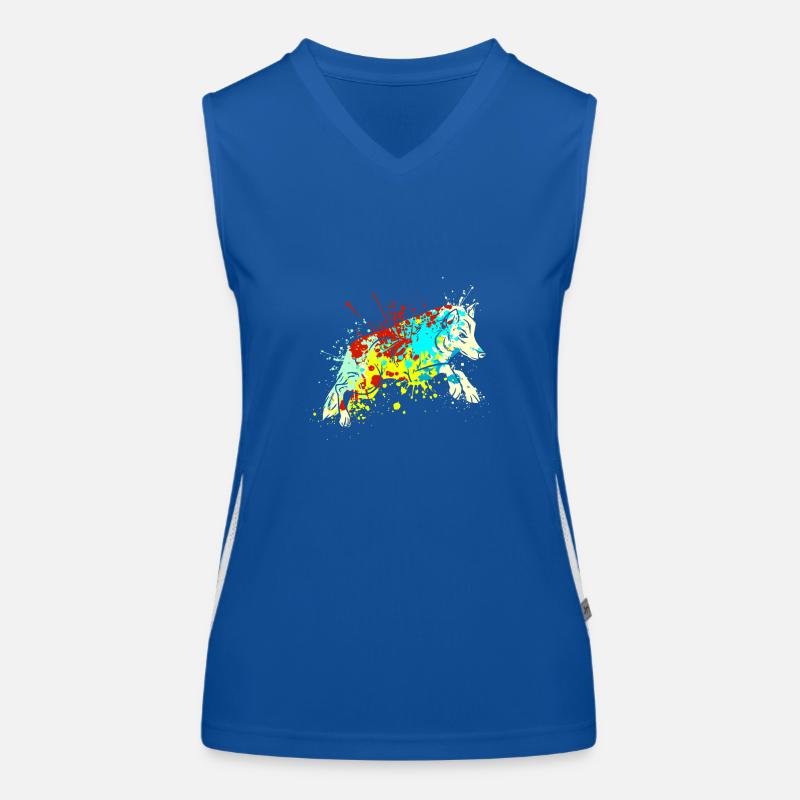 Splash Art Wolf Funktionelles Kontrast-Tank Top für Frauen