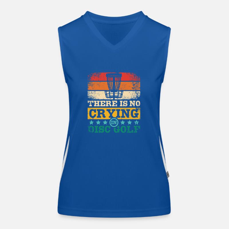 There is no crying in disc golf Funktionelles Kontrast-Tank Top für Frauen