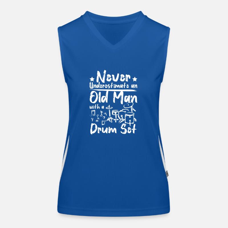 Never underestimate an old man with a drum set Women's Functional Contrast Tank Top