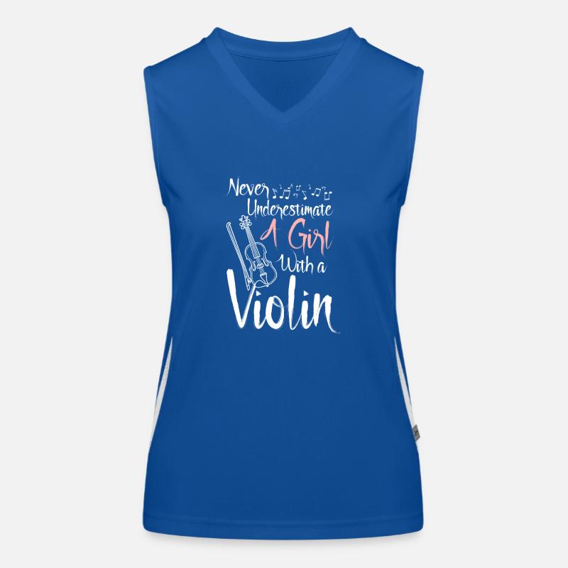 Never underestimate a girl with a violin Funktionelles Kontrast-Tank Top für Frauen