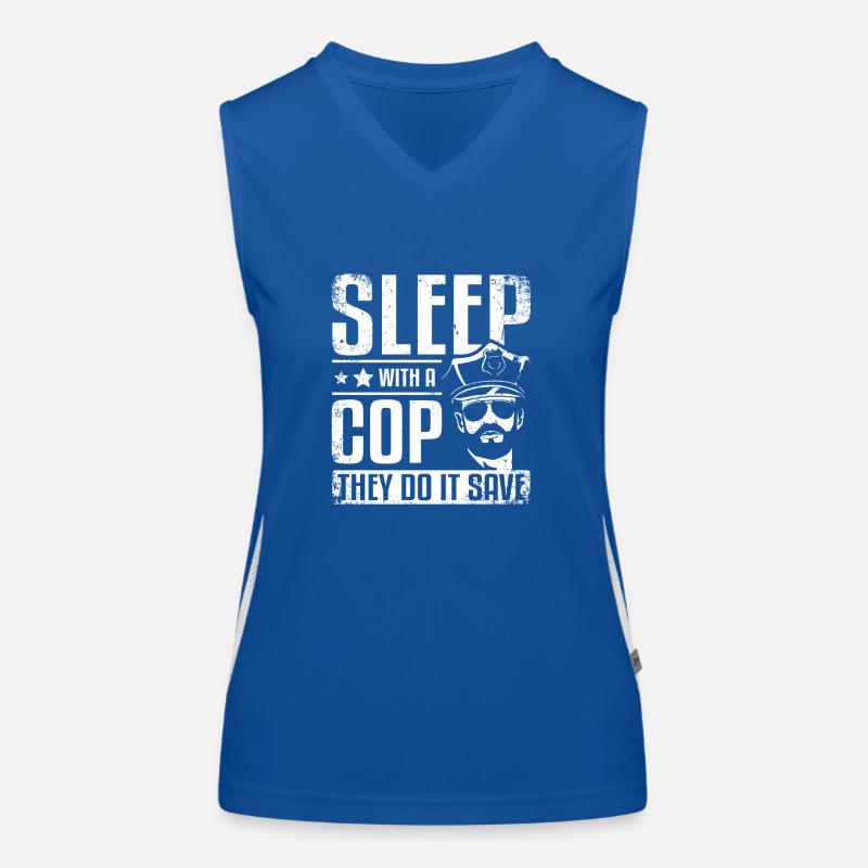 Sleep with a cop they do it save Funktionelles Kontrast-Tank Top für Frauen