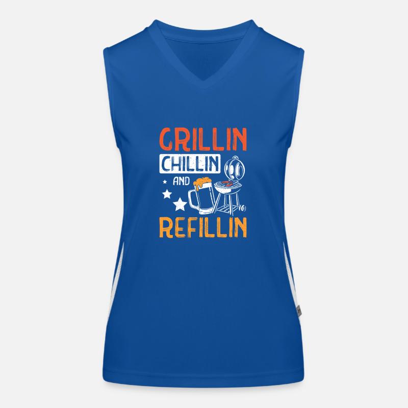Grillin chillin and refillin Tailgate Women's Functional Contrast Tank Top