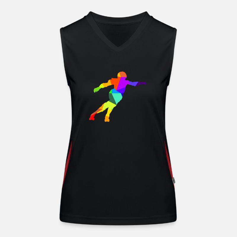 Roller Derby Inliner Regenbogen Farben Polygon Funktionelles Kontrast-Tank Top für Frauen