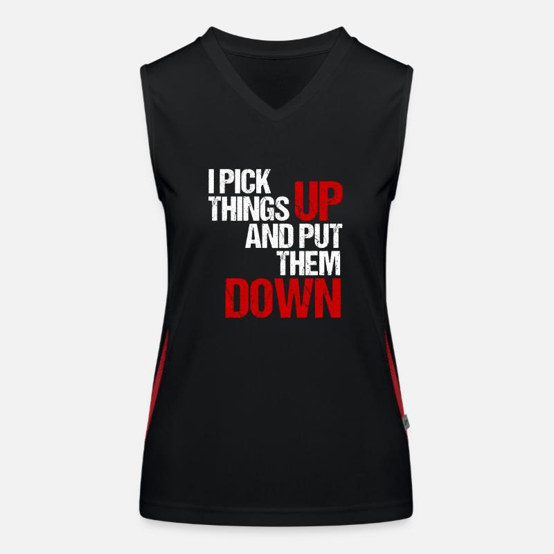 I Pick Things Up and Put Them Down (white/red) Women's Functional Contrast Tank Top