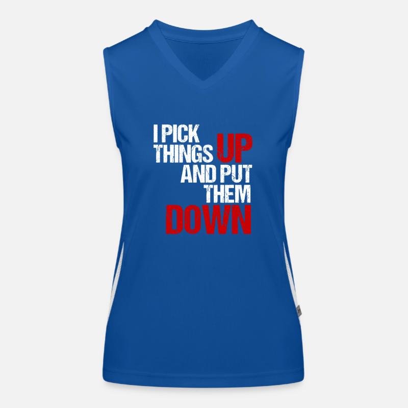 I Pick Things Up and Put Them Down (white/red) Funktionelles Kontrast-Tank Top für Frauen