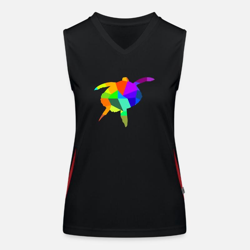Water Turtle Rainbow Animals Polygon Women's Functional Contrast Tank Top