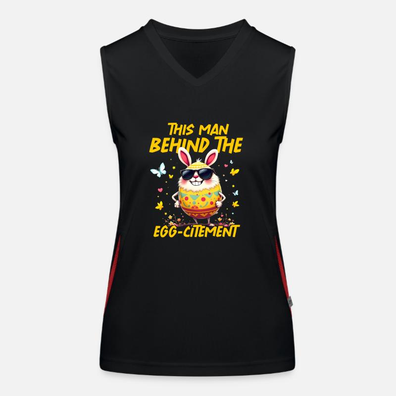 Dieser Mann hinter dem Eier-Zitat Funktionelles Kontrast-Tank Top für Frauen