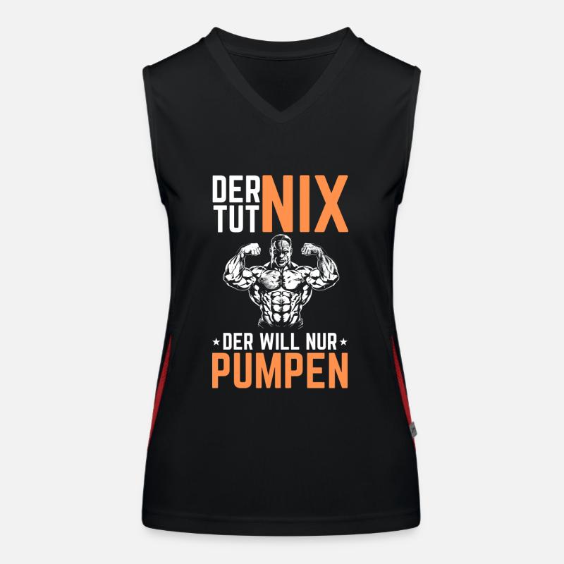 Der tut nix der will nur Pumpen Funktionelles Kontrast-Tank Top für Frauen