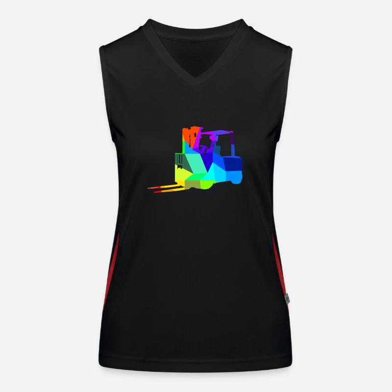 Forklift Rainbow Polygon Construction Vehicle Women's Functional Contrast Tank Top