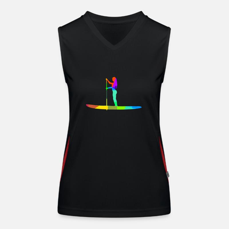 Stand Up Paddle Boarding Rainbow Colors Polygon Women's Functional Contrast Tank Top