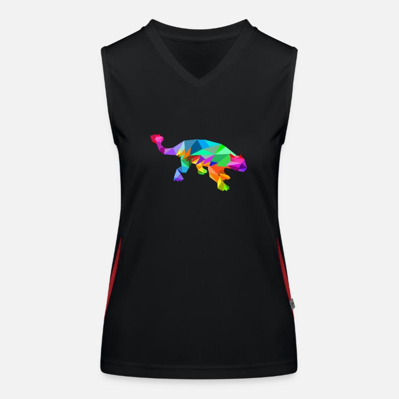 Polygone de dinosaure ankylosaure arc-en-ciel coloré Débardeur respirant contrasté Femme