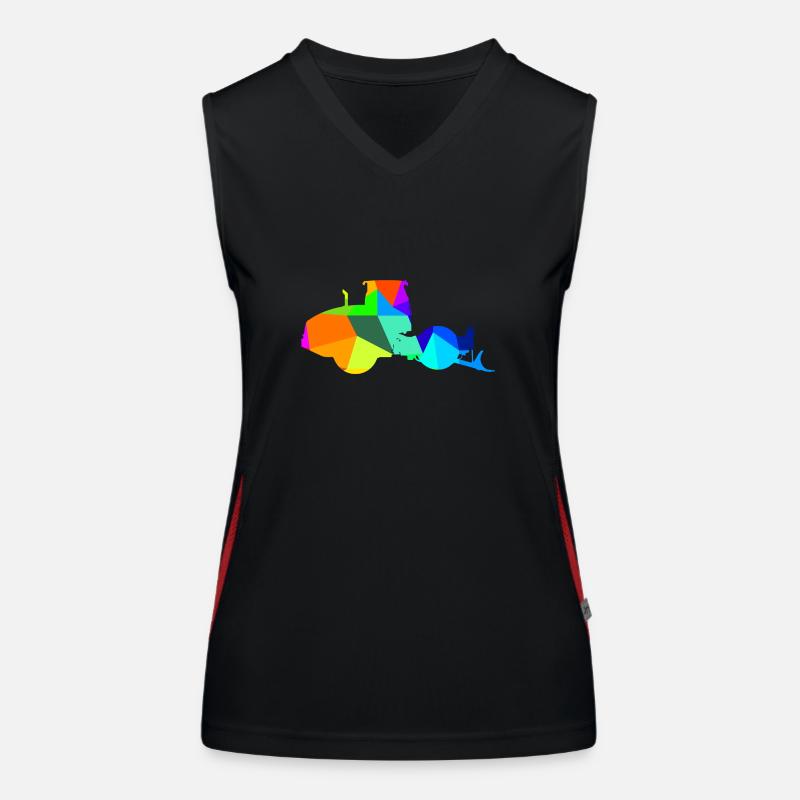 Steamroller Rainbow Polygon Construction Vehicle Women's Functional Contrast Tank Top