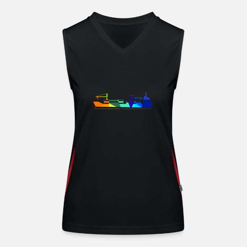 Containerschiff Regenbogen Polygon Schiffe Funktionelles Kontrast-Tank Top für Frauen