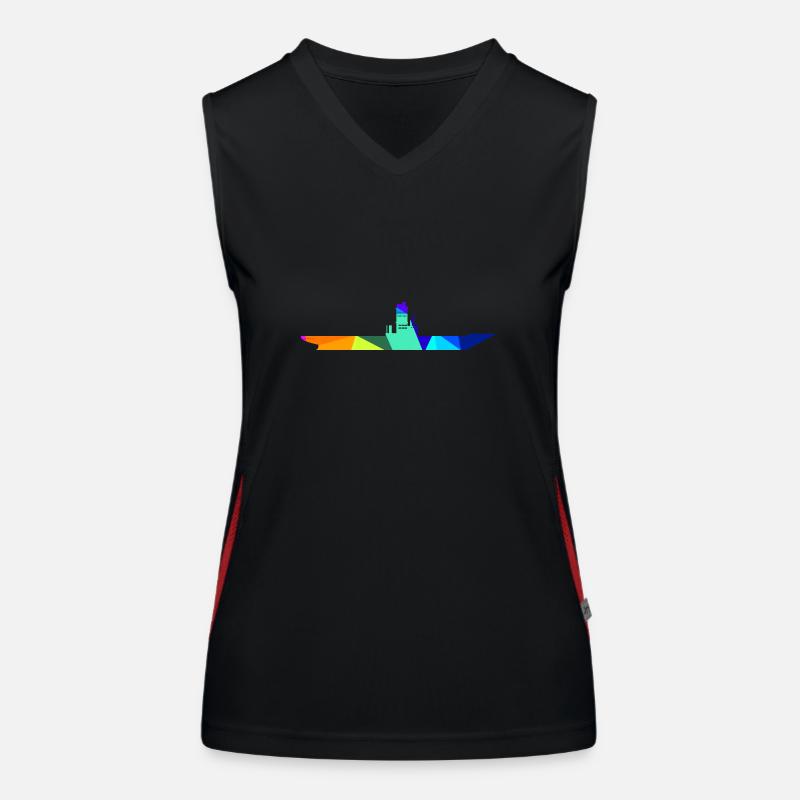 Flugzeugträger Regenbogen Polygon Schiffe Funktionelles Kontrast-Tank Top für Frauen