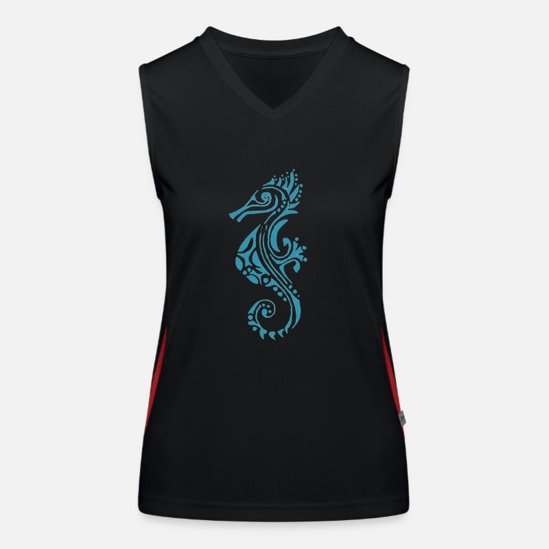 hyppocampe turquoise Débardeur respirant contrasté Femme