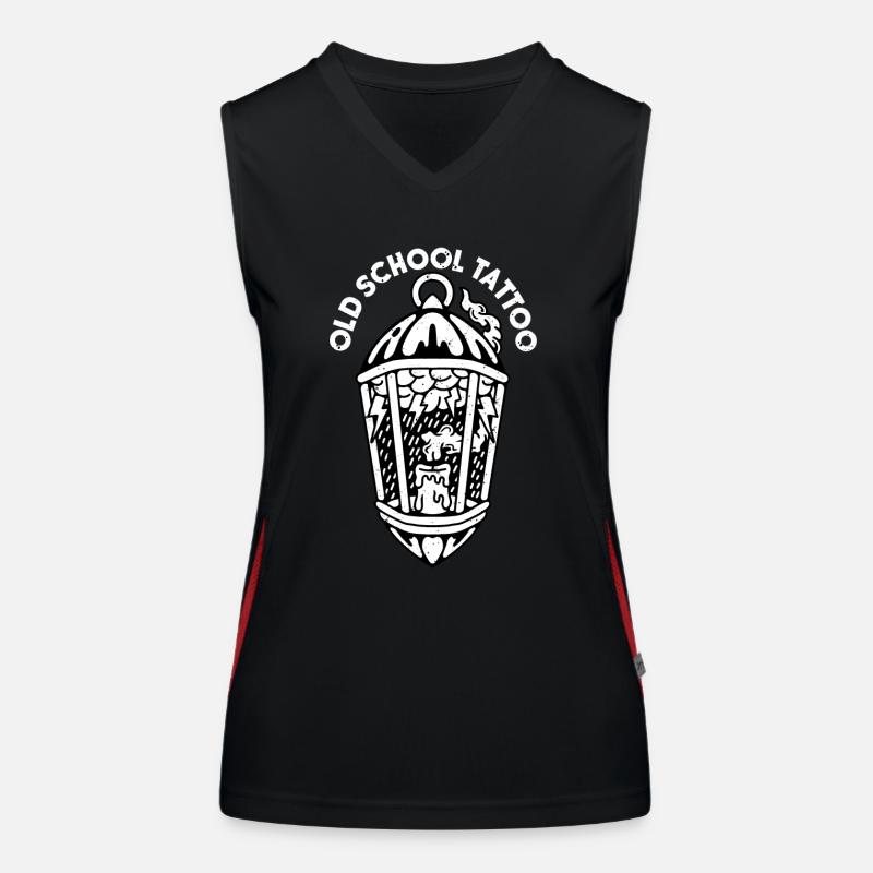 Old school tattoo rain cloud in lantern Women's Functional Contrast Tank Top