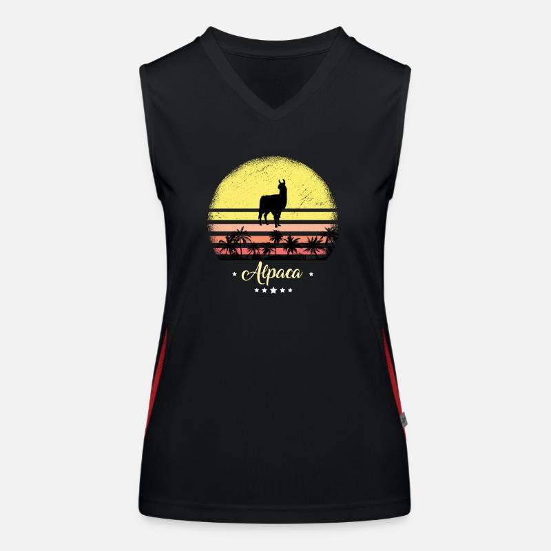Alpaca Vintage Retro Animals Sunset Women's Functional Contrast Tank Top