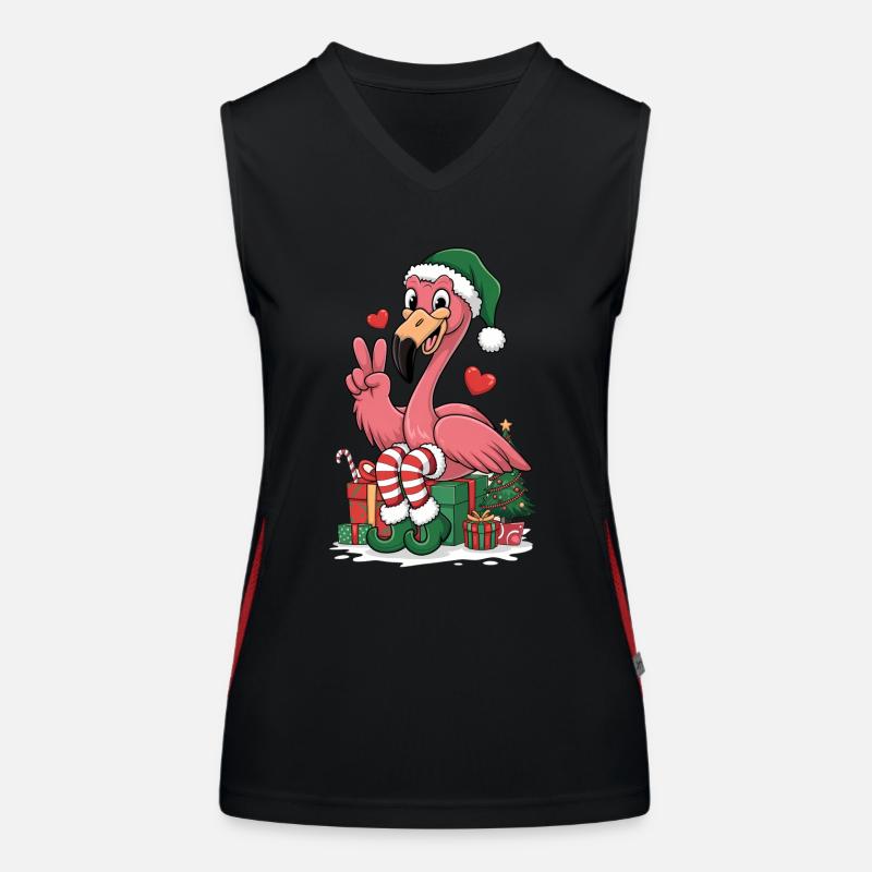 Flamingo Elfe Weihnachten Funktionelles Kontrast-Tank Top für Frauen