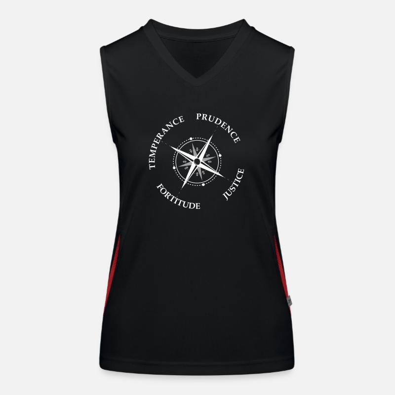 4 Tugenden Temperance Prudence Justice Fortitude Funktionelles Kontrast-Tank Top für Frauen