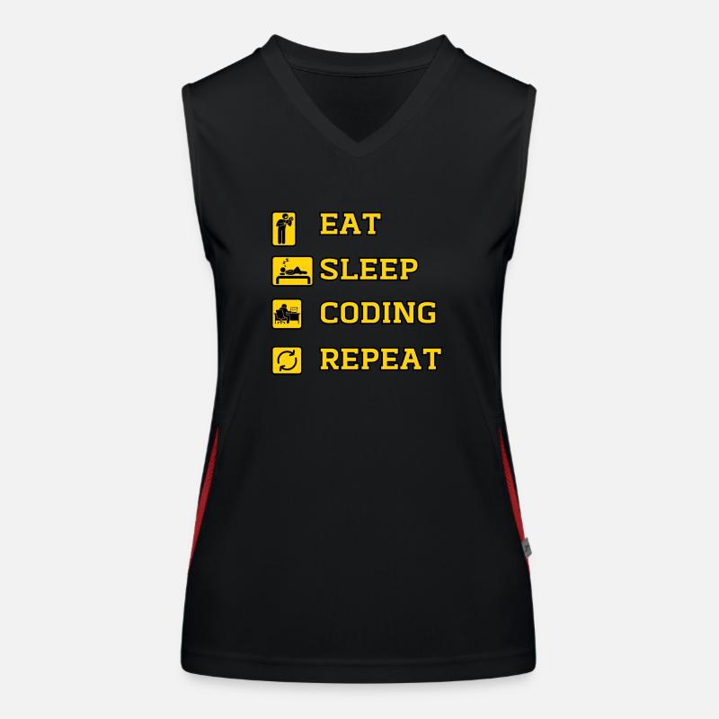 Eat Coding Wiederholung Funktionelles Kontrast-Tank Top für Frauen