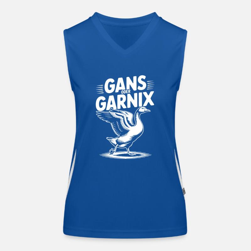 Gans oder garnix Gans und lustiger Spruch Funktionelles Kontrast-Tank Top für Frauen