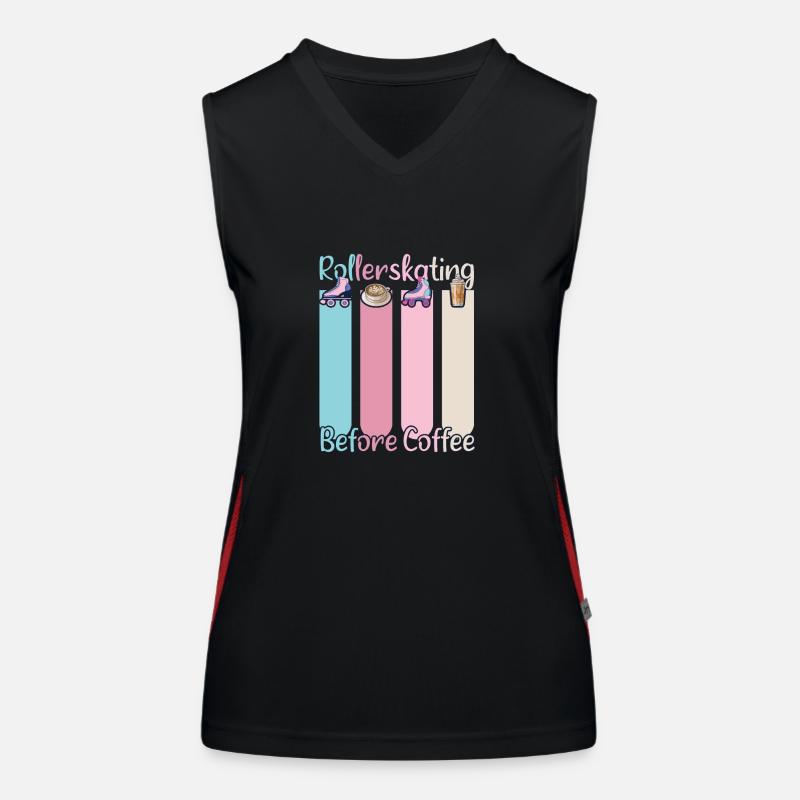 Rollerskater Party Rollerskating Before Coffee Funktionelles Kontrast-Tank Top für Frauen