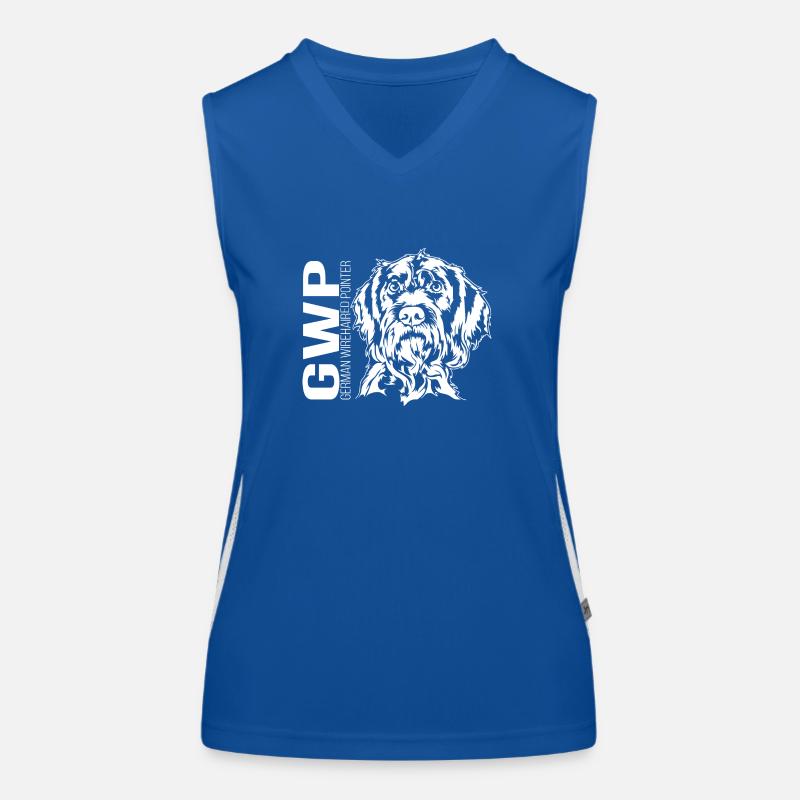 German Wirehaired Pointer Portrait Jagdhund Hunde Funktionelles Kontrast-Tank Top für Frauen